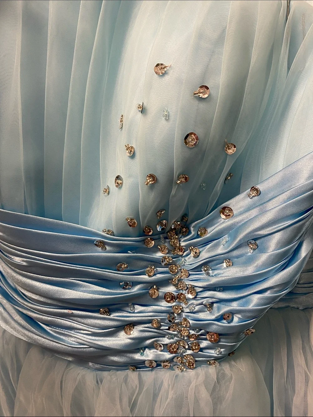 Light Blue Girls' Party Dress with Crystal Accents